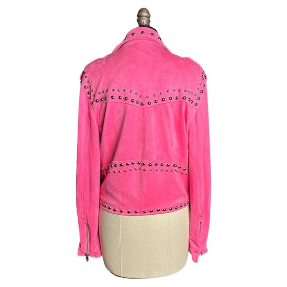 Buddy Love Jacket Medium Bubblegum Pink Suede Studded Zip Closure Like New Cond - Picture 2 of 7